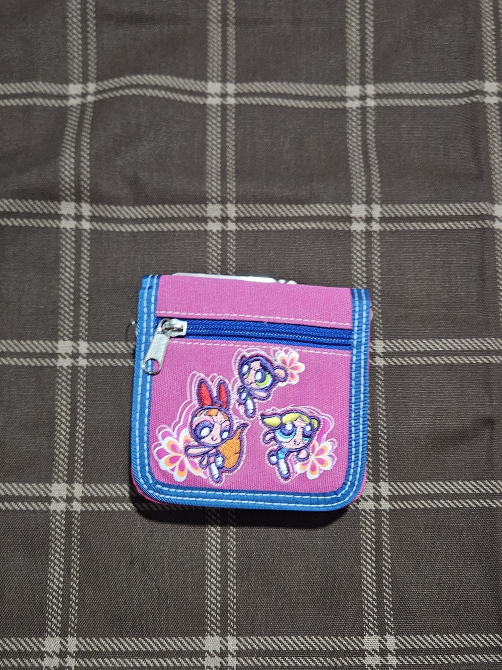 Kids Pink Powerpuff Girls Wallet with Blue Trim